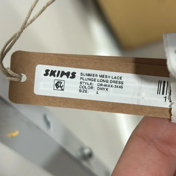 SKIMS Summer Mesh Lace Deep Plunge Long Dress | Onyx - Picture 3 of 7